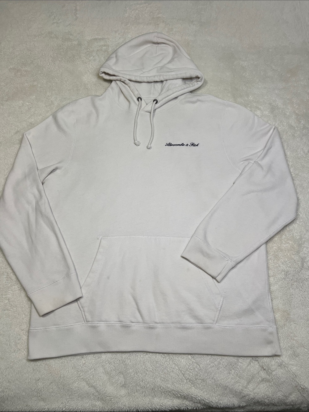 Abercrombie & Fitch Off-White Hooded Pullover with Script Logo Size XXL
